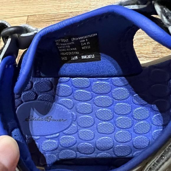 Eddie Bauer Sz 3 Boys‎ Westmont Sandals Gray Blue - Picture 7 of 7